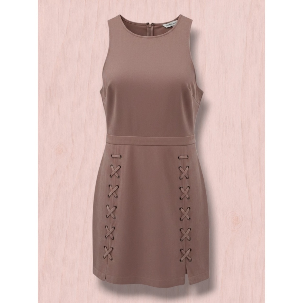 Cupcakes‎ and Cashmere Faux Suede Side Tie Mini Dress Tan S